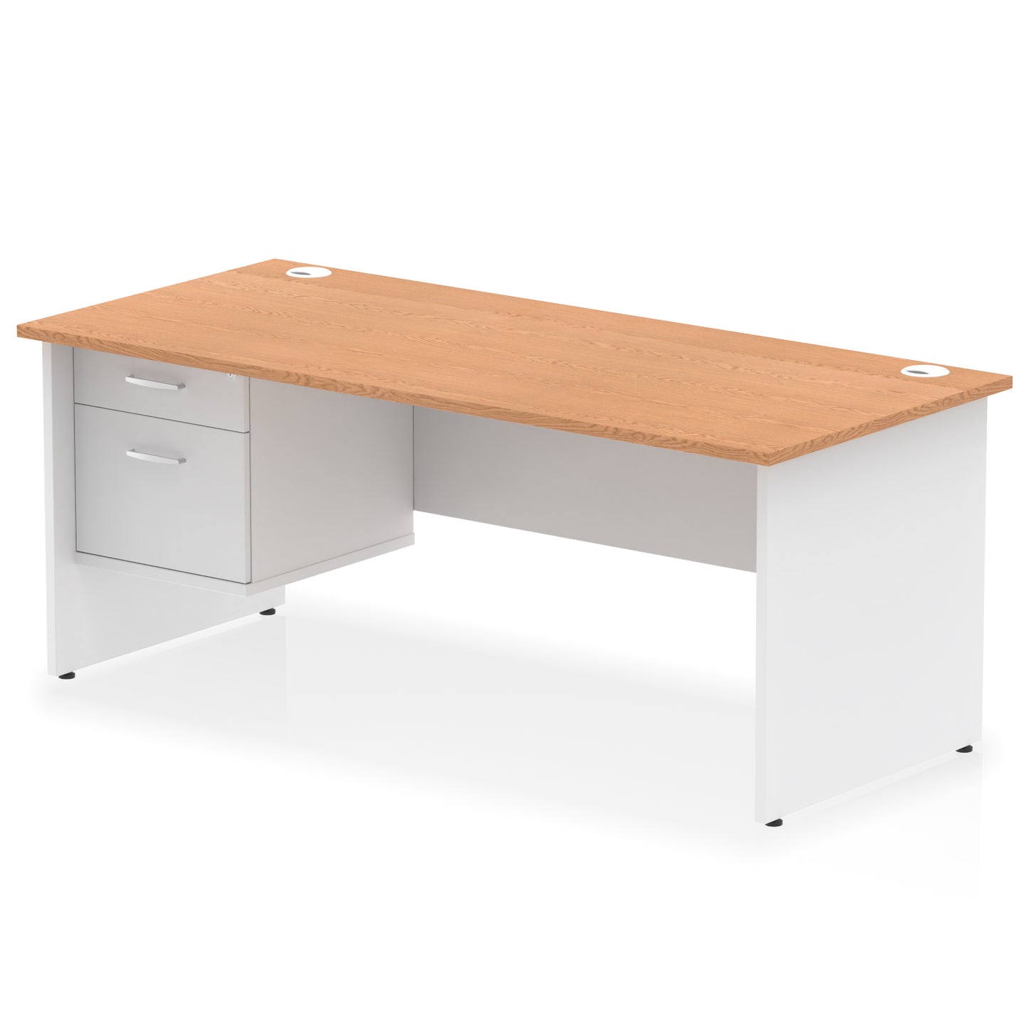Impulse Panel End Straight Desk With Single Fixed Pedestal - 1800mm - Multiple Colour Options
