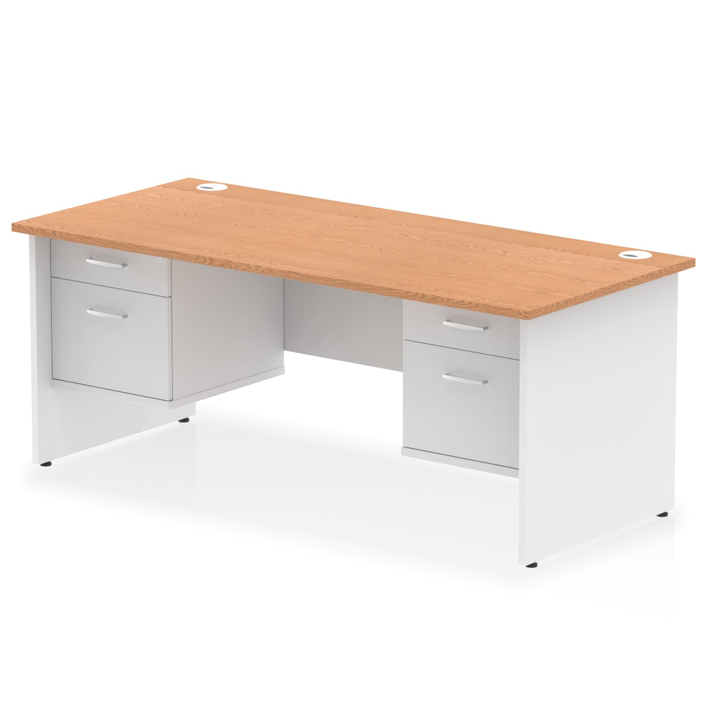 Impulse Panel End Straight Desk With Two Fixed Pedestal - 1800mm - Multiple Colour Options