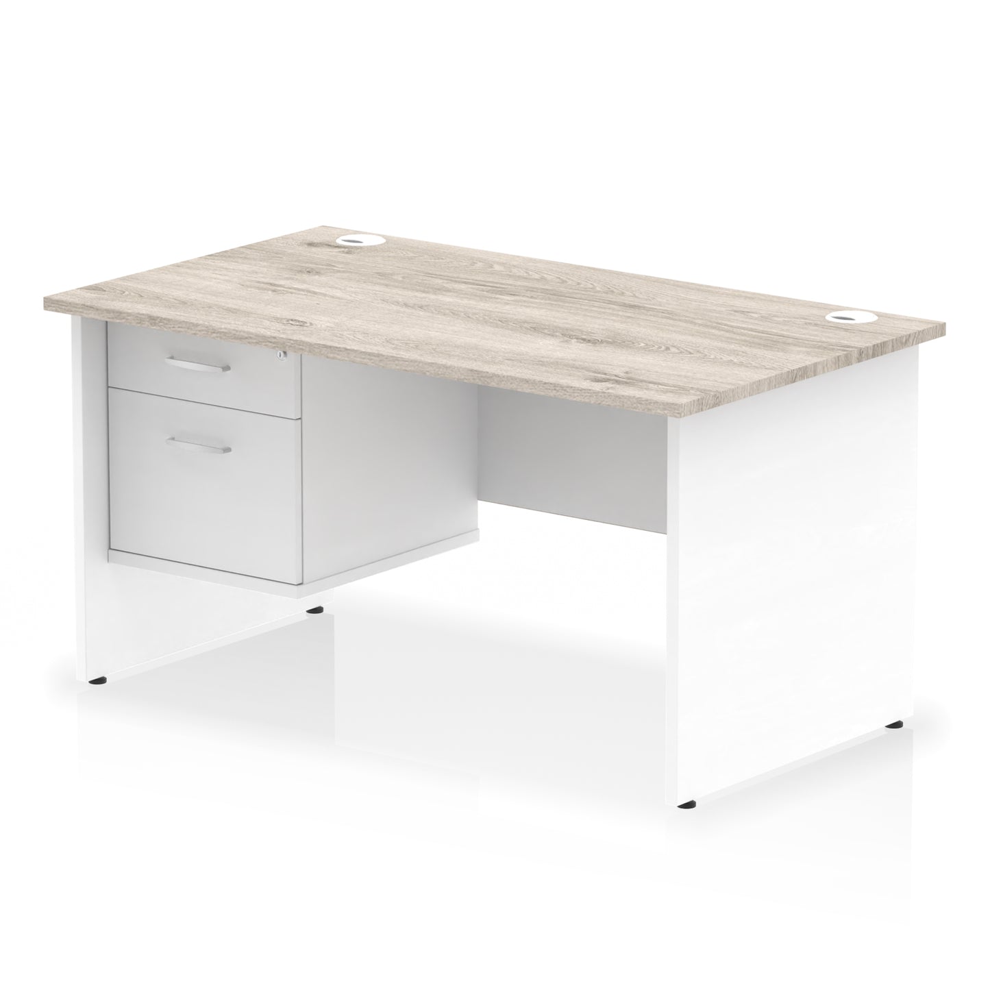 Impulse Panel End Straight Desk With Single Fixed Pedestal - 1400mm - Multiple Colour Options