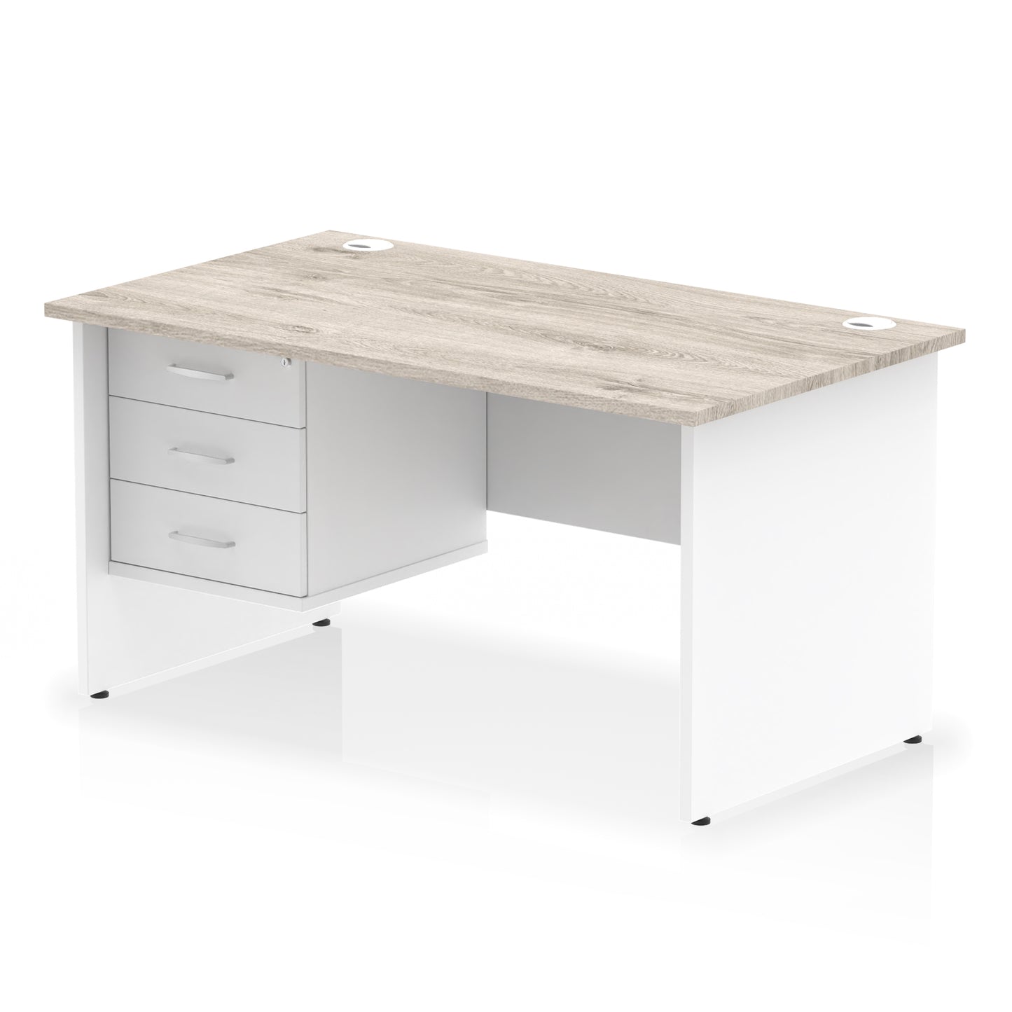 Impulse Panel End Straight Desk With Single Fixed Pedestal - 1400mm - Multiple Colour Options