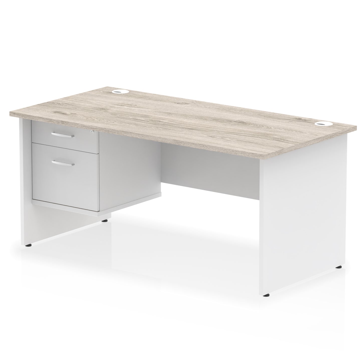 Impulse Panel End Straight Desk With Single Fixed Pedestal - 1600mm - Multiple Colour Options