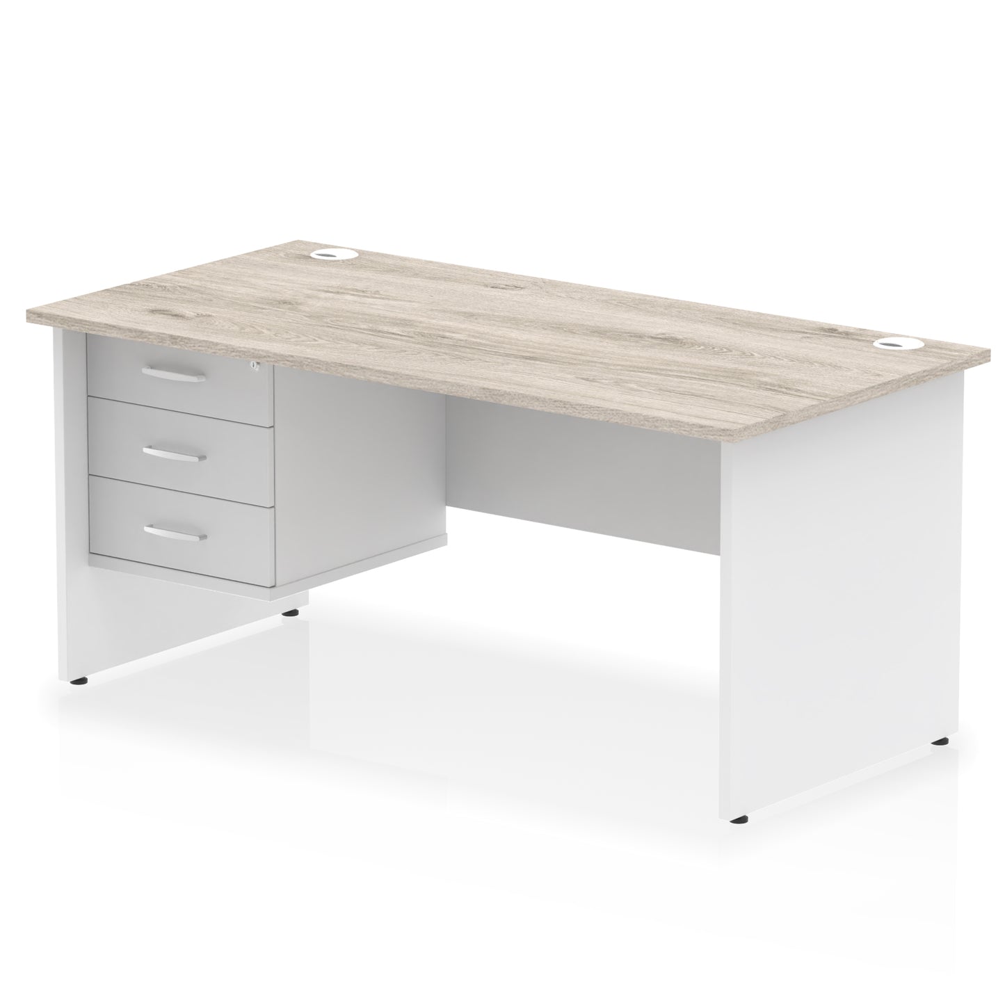 Impulse Panel End Straight Desk With Single Fixed Pedestal - 1600mm - Multiple Colour Options