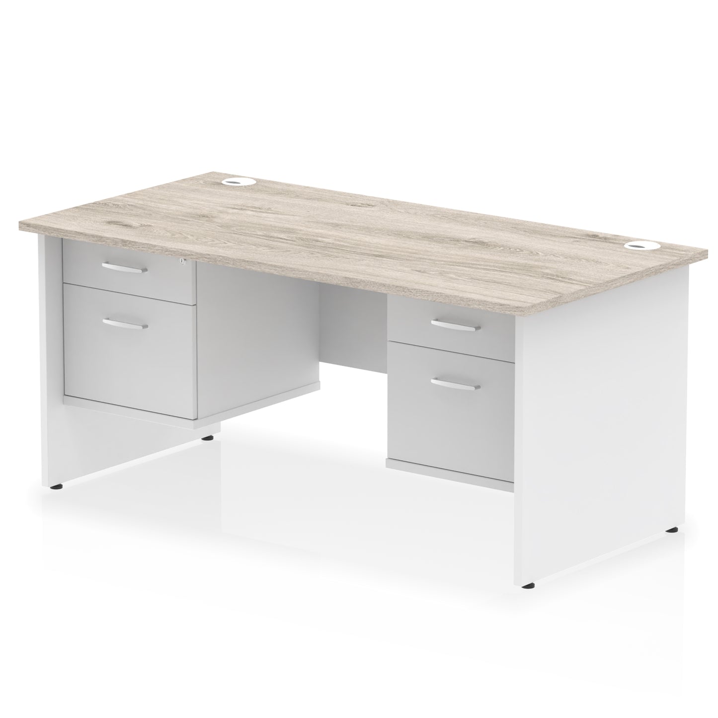 Impulse Panel End Straight Desk With Two Fixed Pedestal - 1600mm - Multiple Colour Options