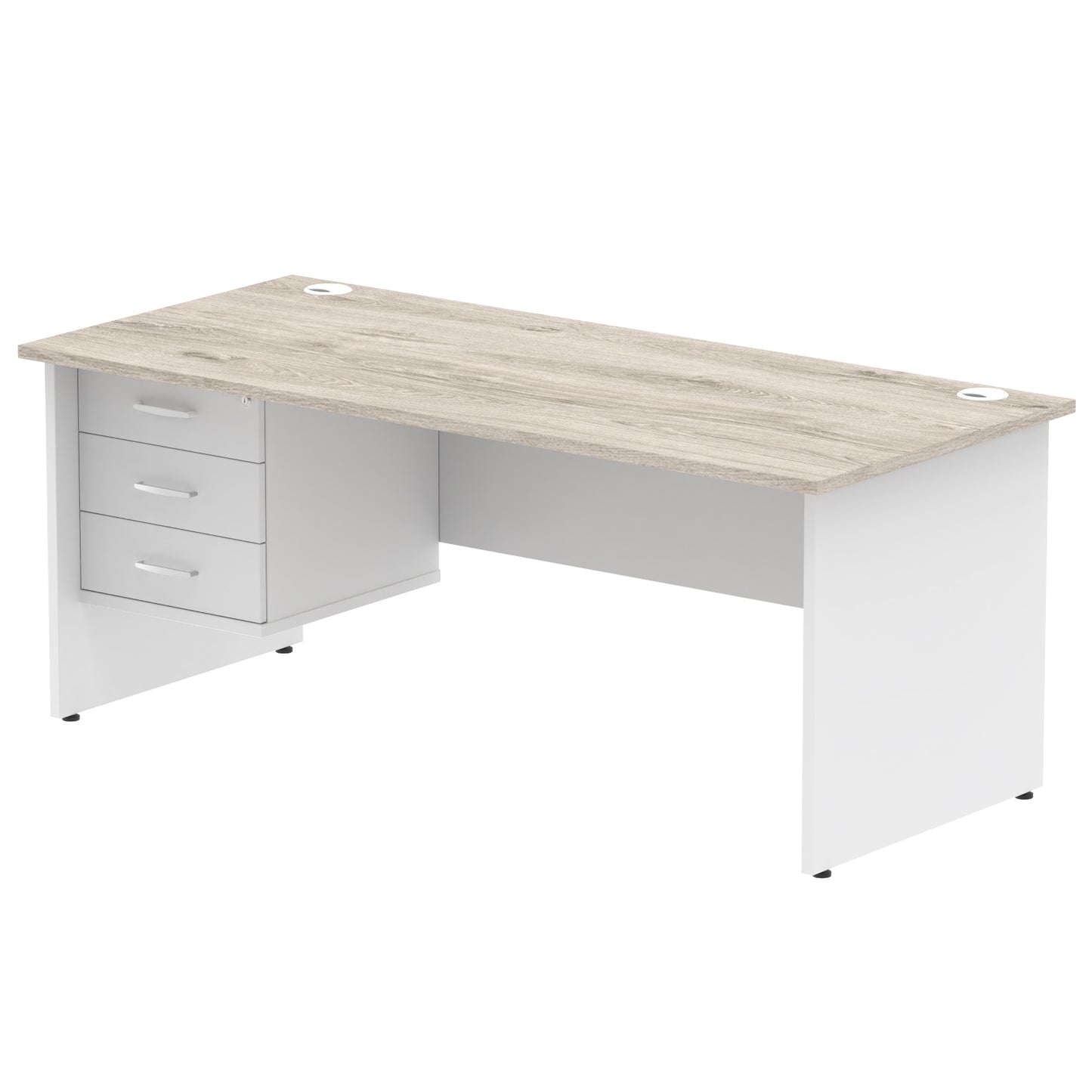 Impulse Panel End Straight Desk With Single Fixed Pedestal - 1800mm - Multiple Colour Options