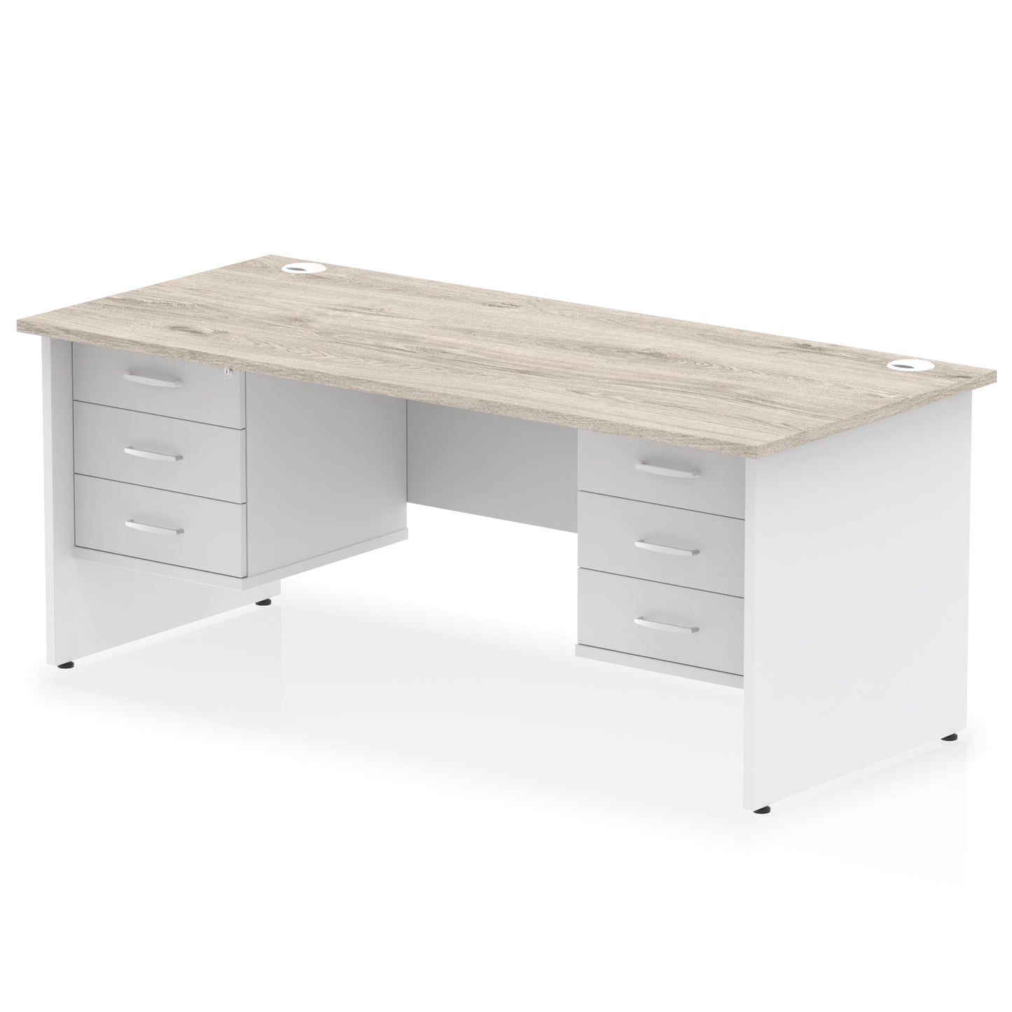 Impulse Panel End Straight Desk With Two Fixed Pedestal - 1800mm - Multiple Colour Options