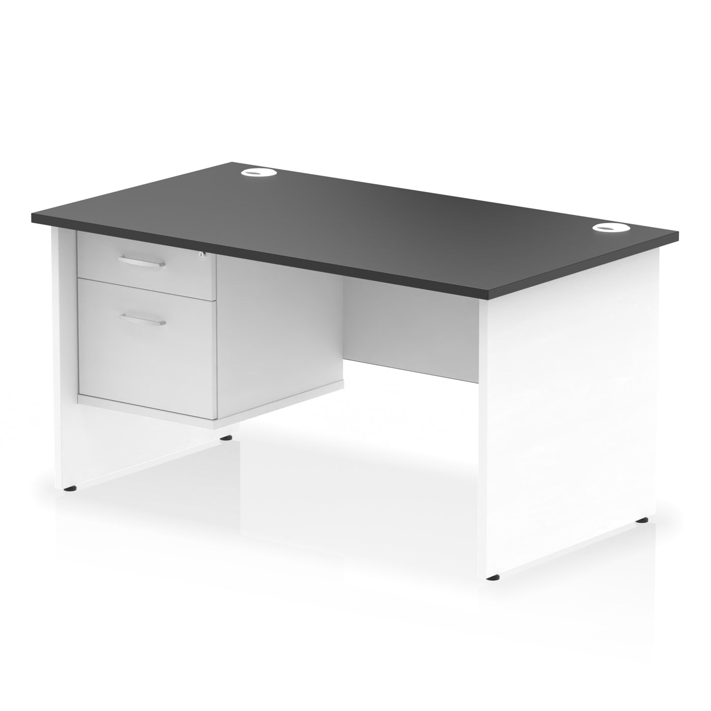 Impulse Panel End Straight Desk With Single Fixed Pedestal - 1400mm - Multiple Colour Options