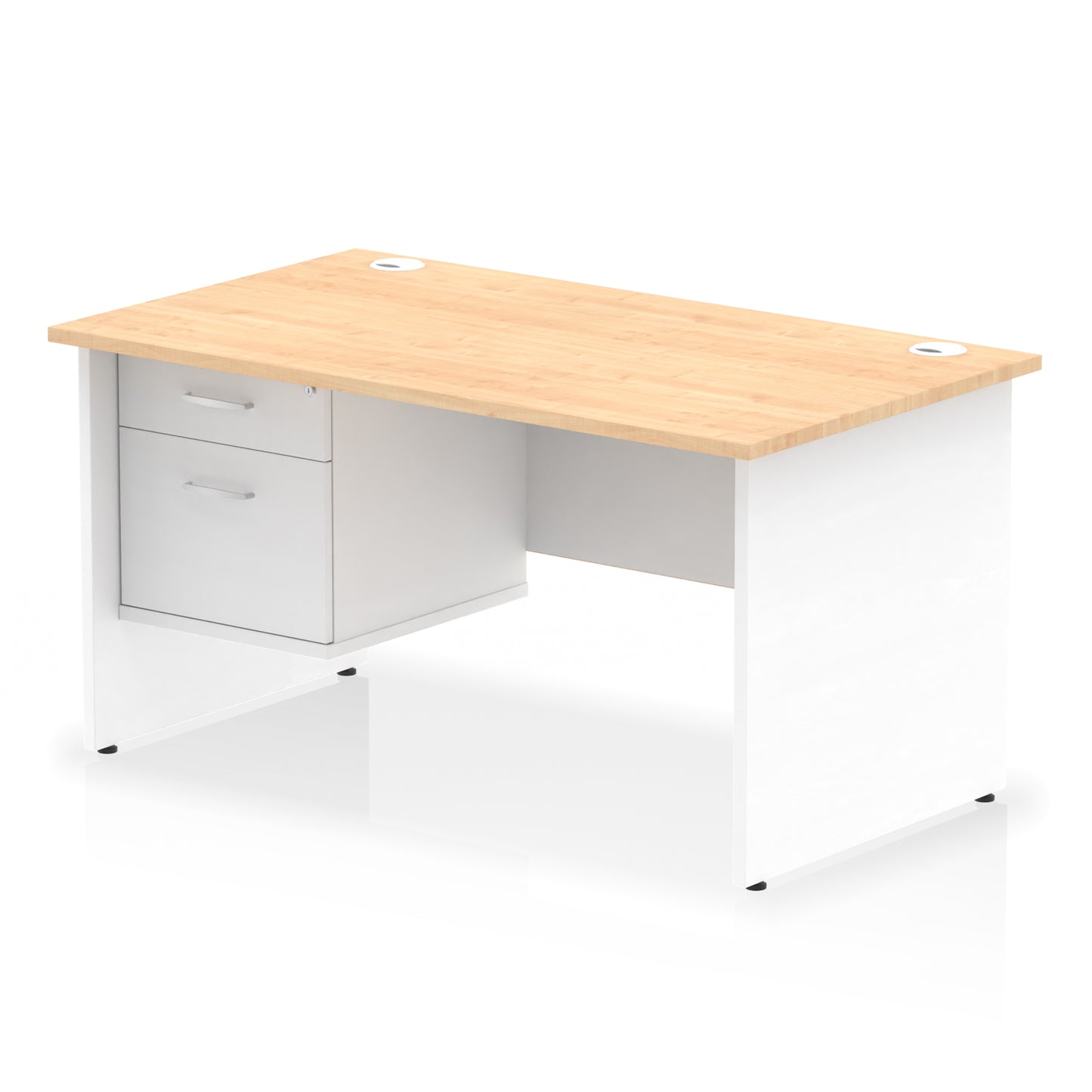 Impulse Panel End Straight Desk With Single Fixed Pedestal - 1400mm - Multiple Colour Options