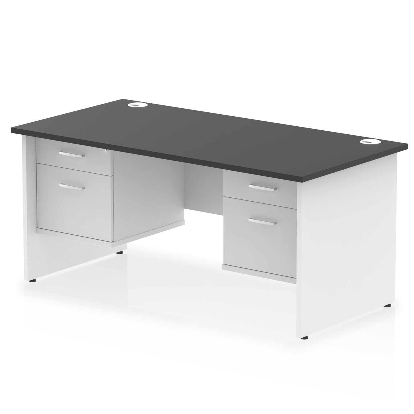 Impulse Panel End Straight Desk With Two Fixed Pedestal - 1600mm - Multiple Colour Options