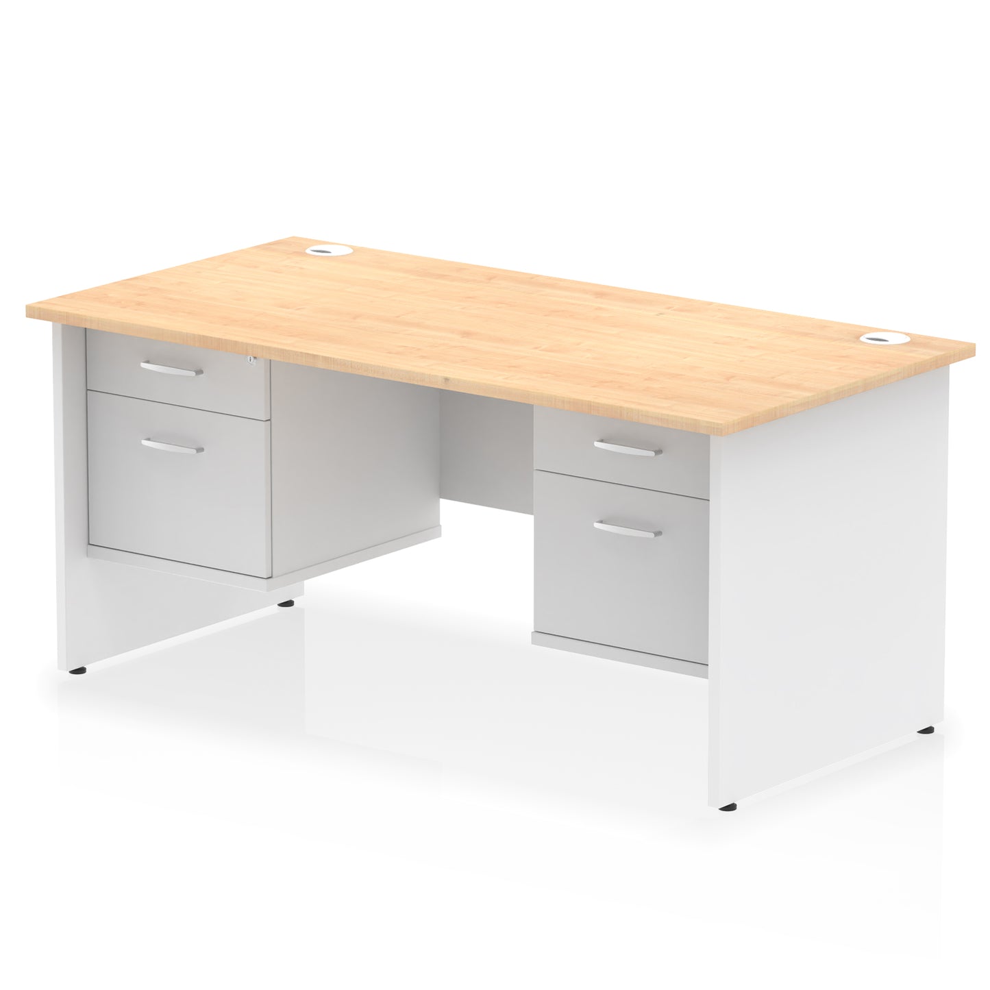 Impulse Panel End Straight Desk With Two Fixed Pedestal - 1600mm - Multiple Colour Options