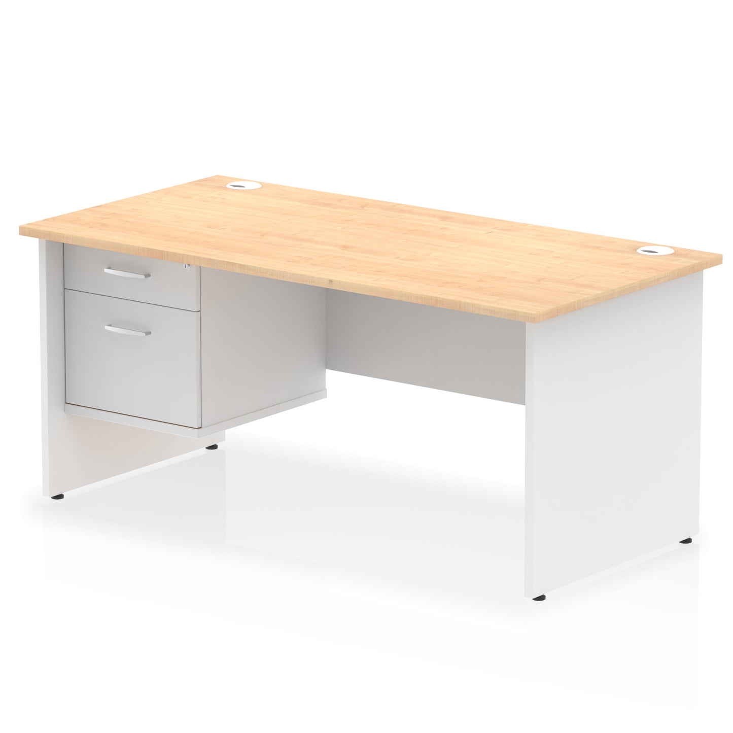 Impulse Panel End Straight Desk With Single Fixed Pedestal - 1600mm - Multiple Colour Options