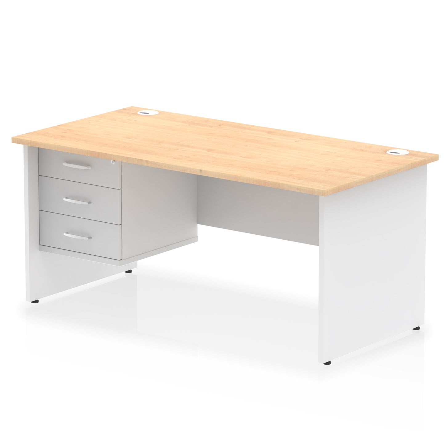 Impulse Panel End Straight Desk With Single Fixed Pedestal - 1600mm - Multiple Colour Options