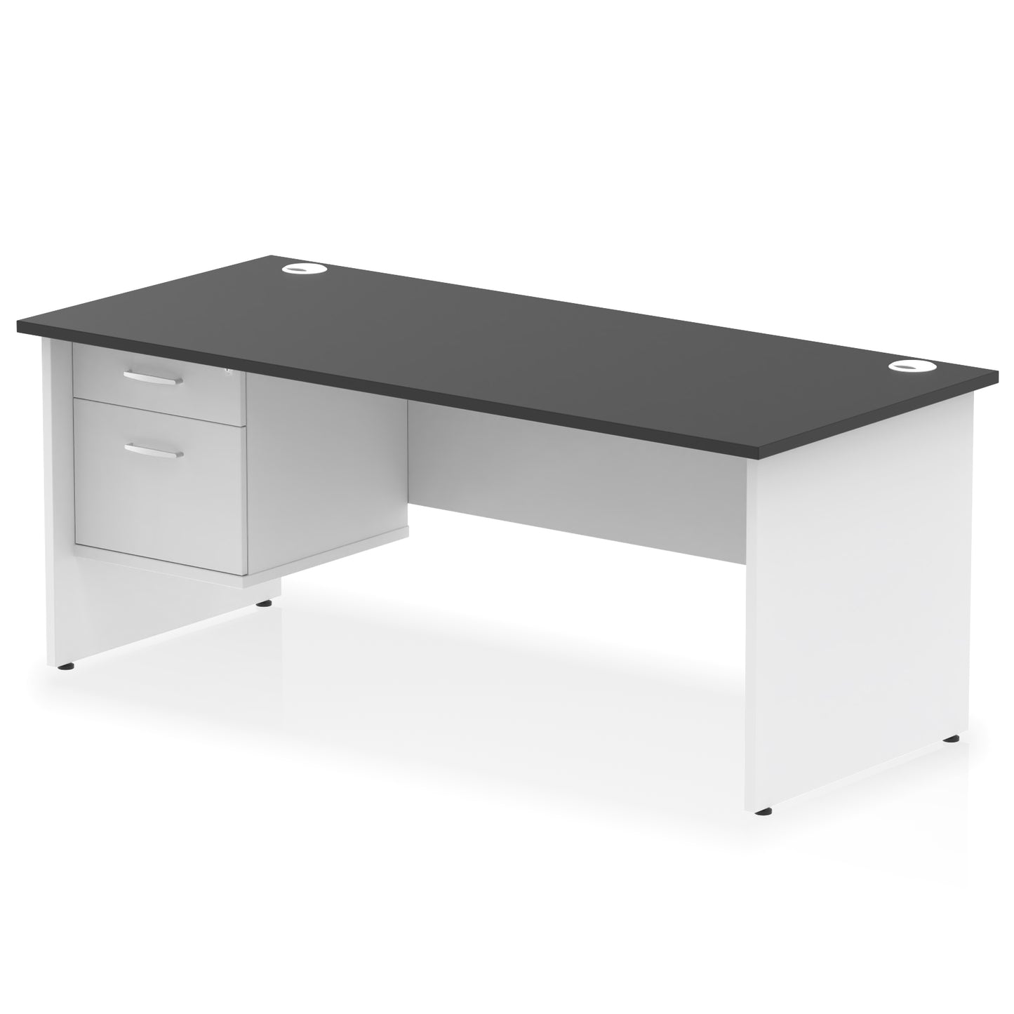 Impulse Panel End Straight Desk With Single Fixed Pedestal - 1800mm - Multiple Colour Options