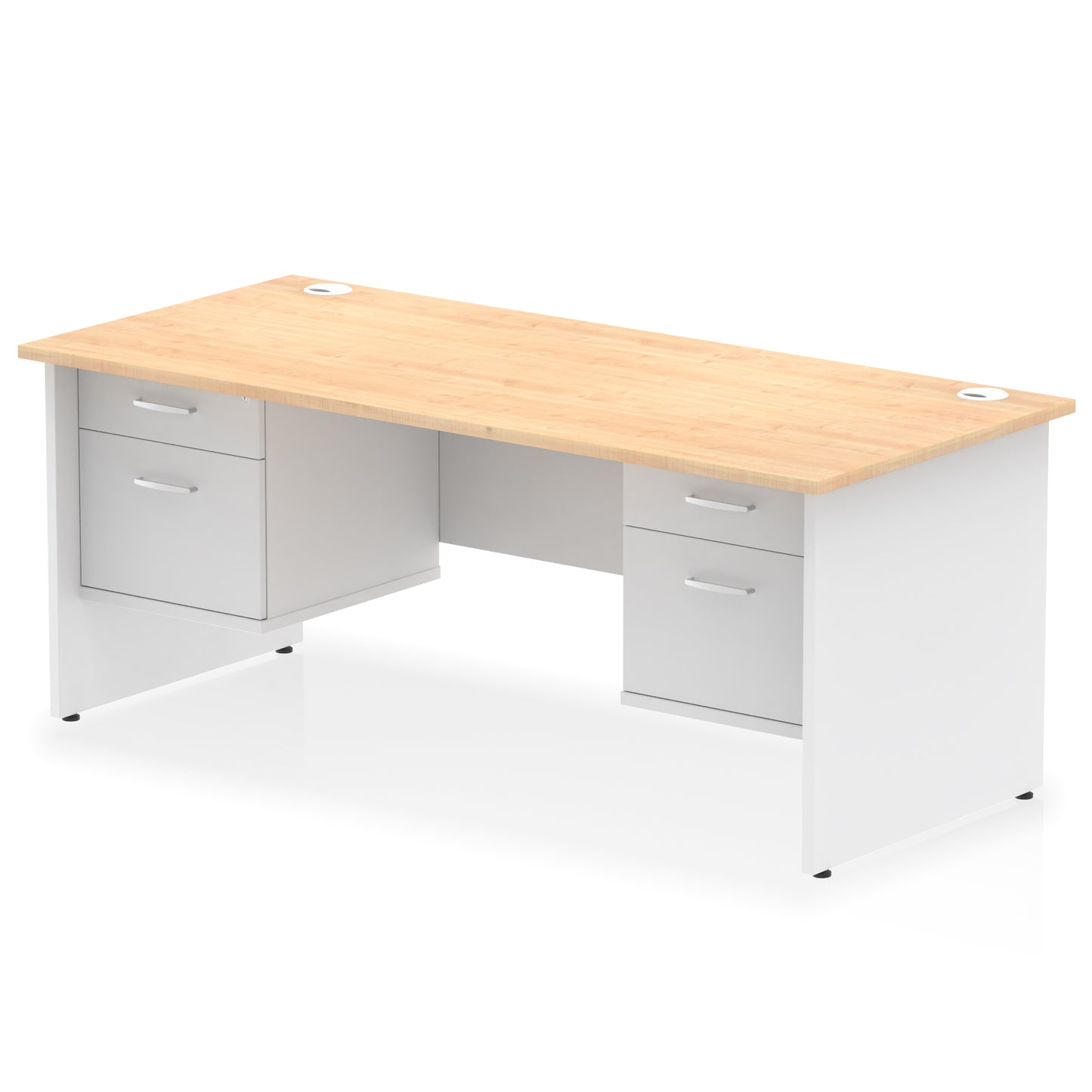Impulse Panel End Straight Desk With Two Fixed Pedestal - 1800mm - Multiple Colour Options