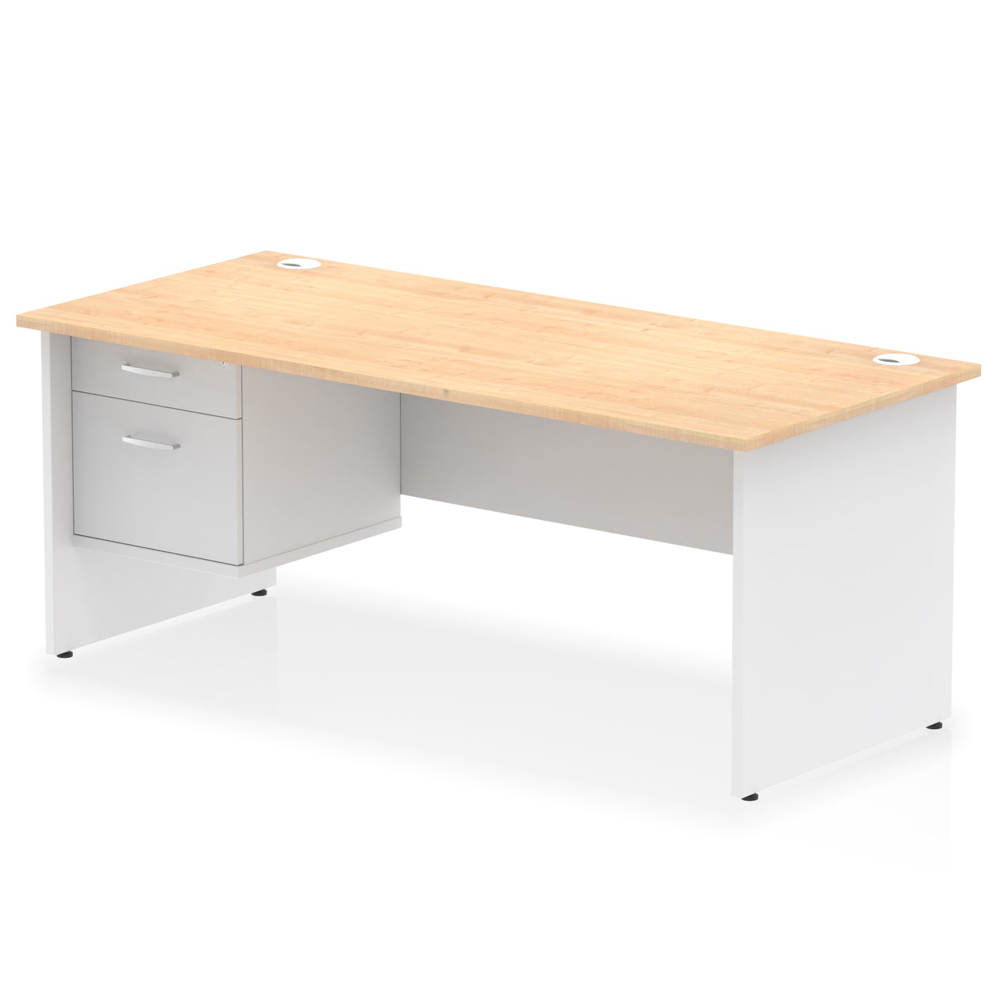 Impulse Panel End Straight Desk With Single Fixed Pedestal - 1800mm - Multiple Colour Options