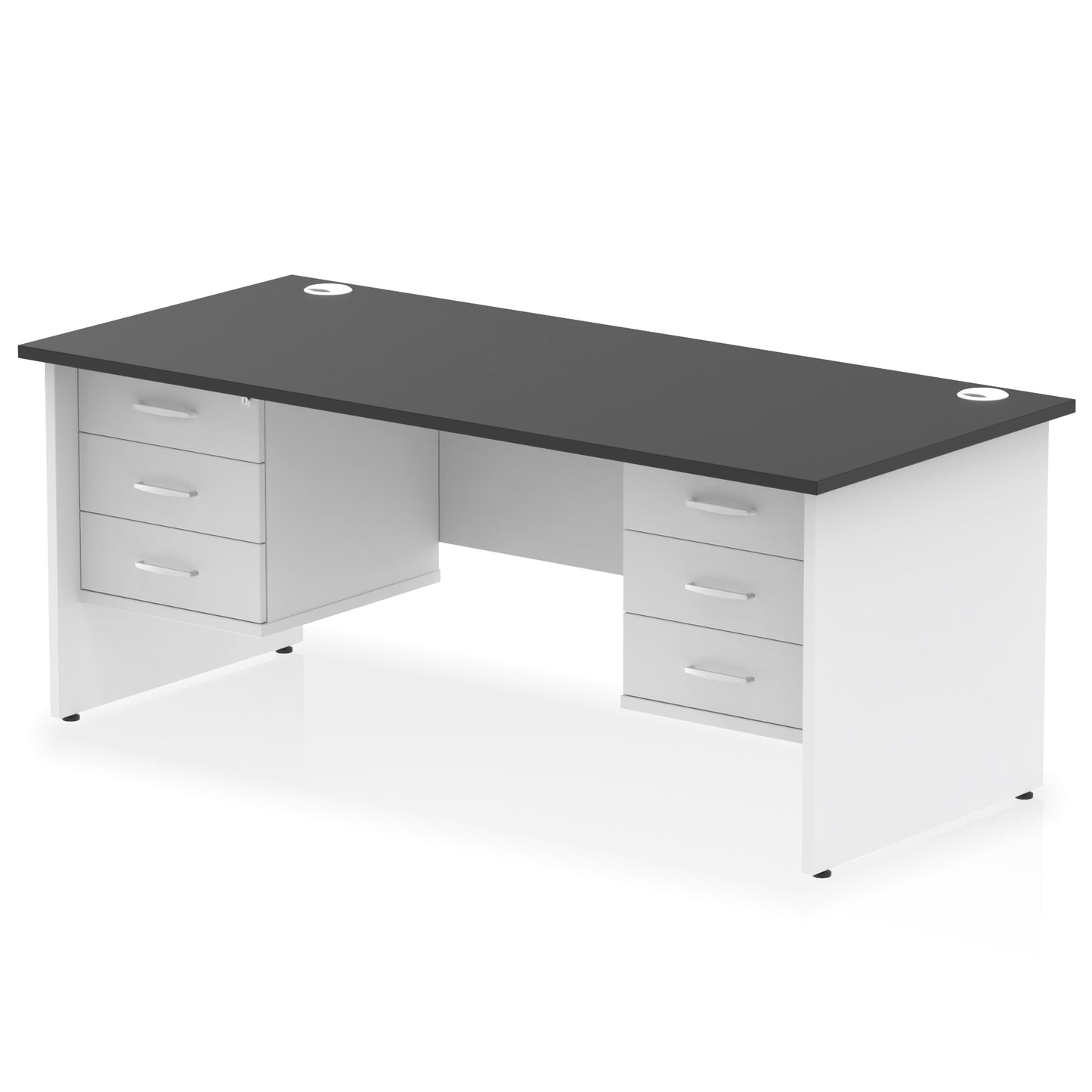 Impulse Panel End Straight Desk With Two Fixed Pedestal - 1800mm - Multiple Colour Options
