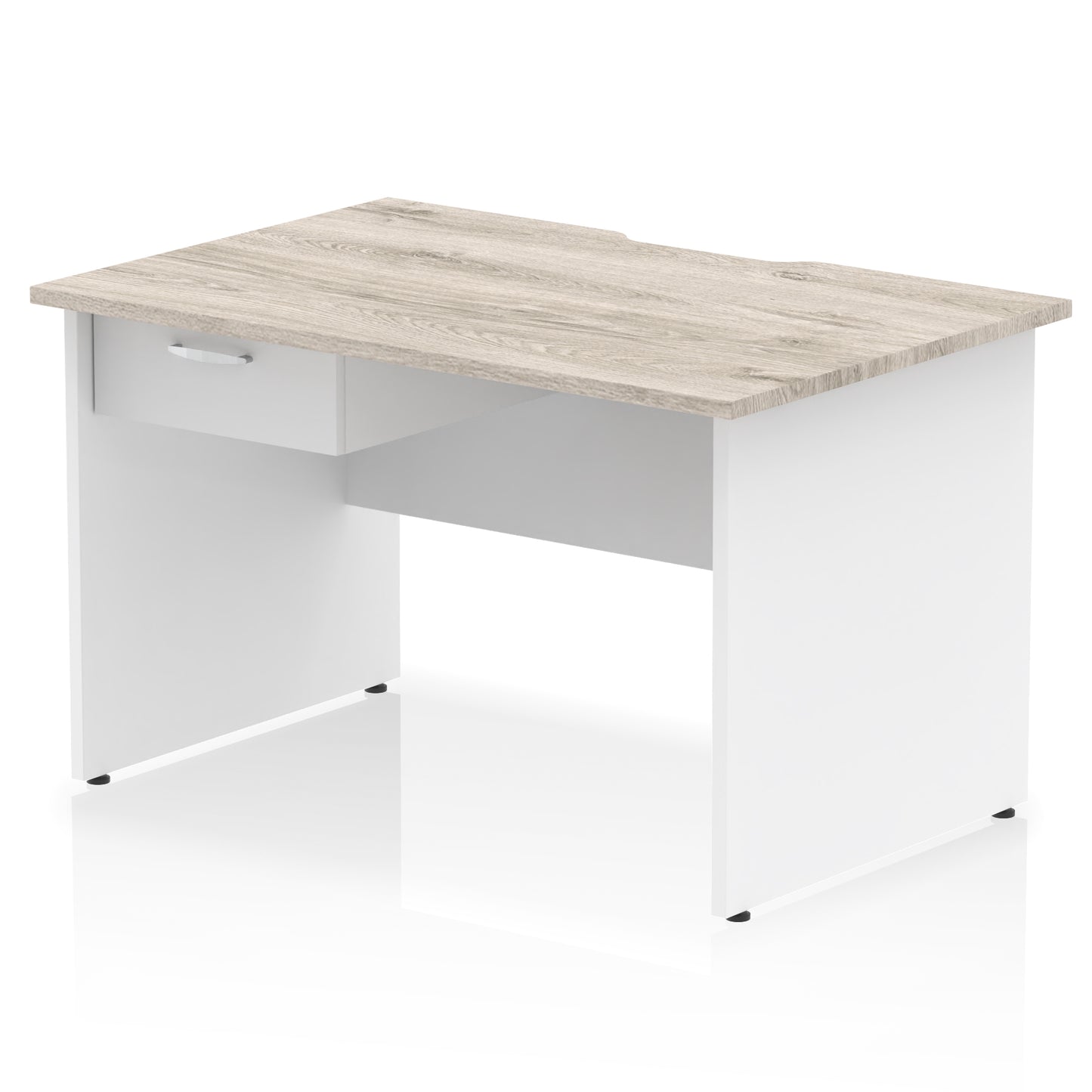 Impulse Scalloped Edge Panel End Straight Desk Frame With Single One Drawer Fixed Pedestal - 1200mm, 1400mm, 1600mm