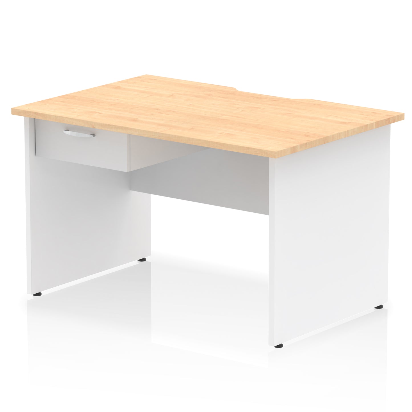 Impulse Scalloped Edge Panel End Straight Desk Frame With Single One Drawer Fixed Pedestal - 1200mm, 1400mm, 1600mm