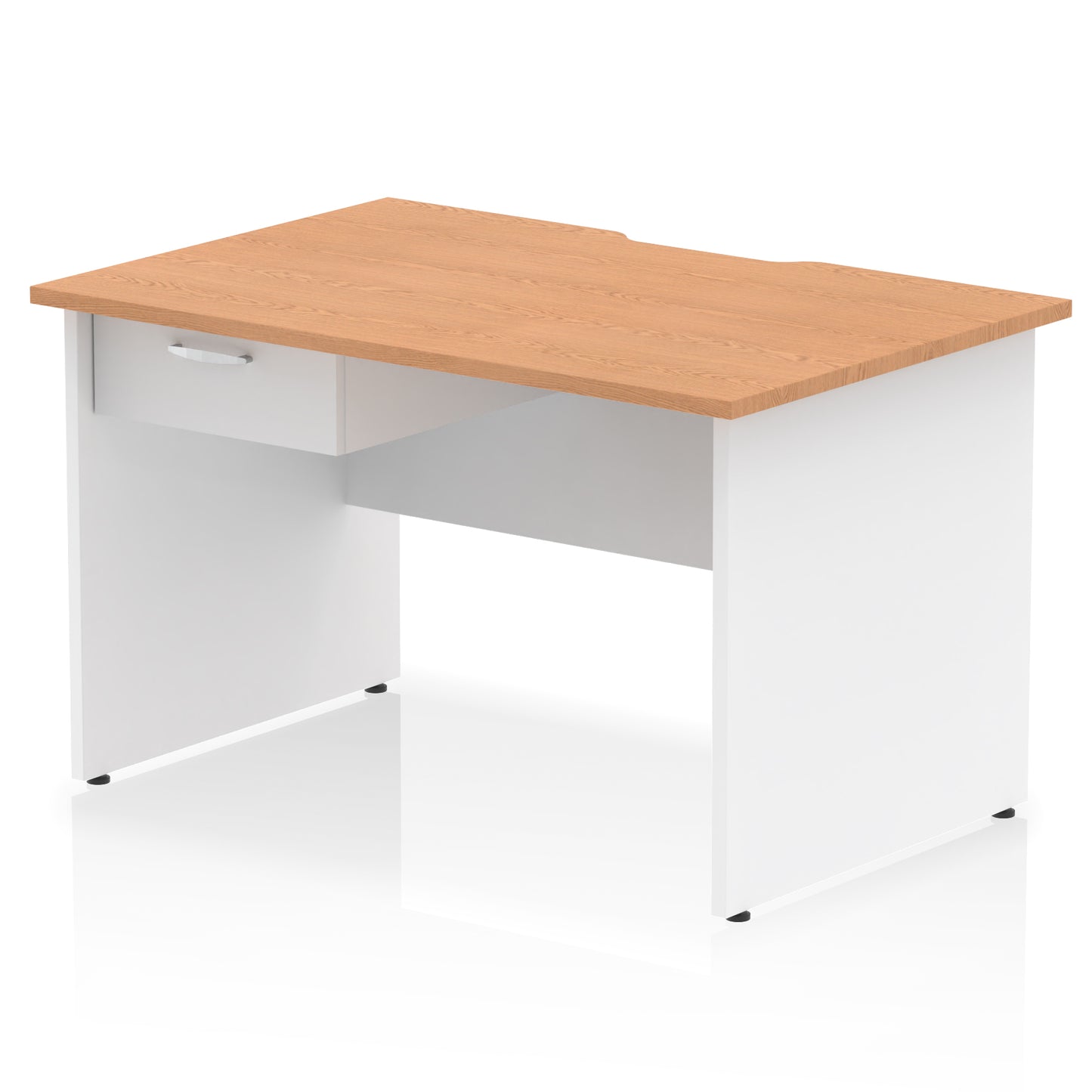 Impulse Scalloped Edge Panel End Straight Desk Frame With Single One Drawer Fixed Pedestal - 1200mm, 1400mm, 1600mm