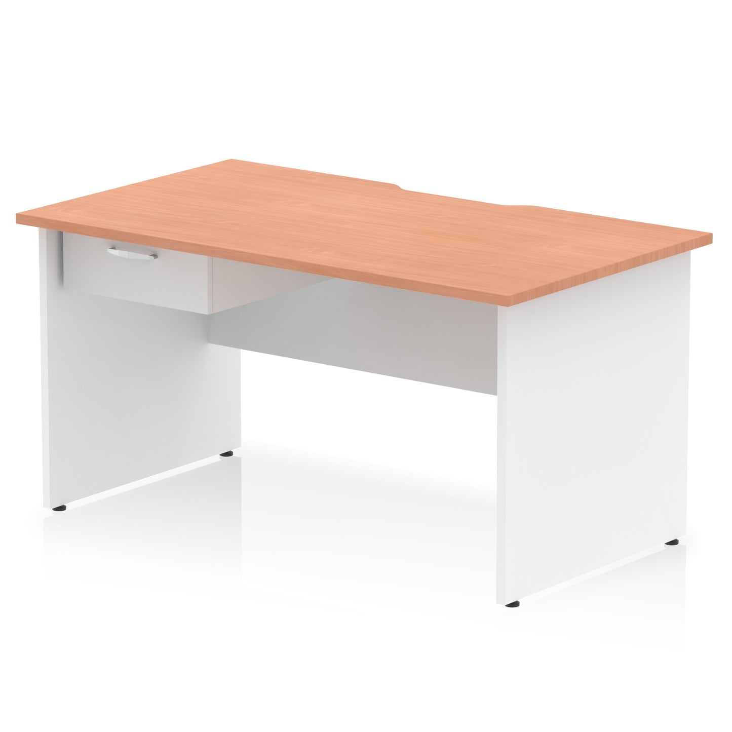 Impulse Scalloped Edge Panel End Straight Desk Frame With Single One Drawer Fixed Pedestal - 1200mm, 1400mm, 1600mm