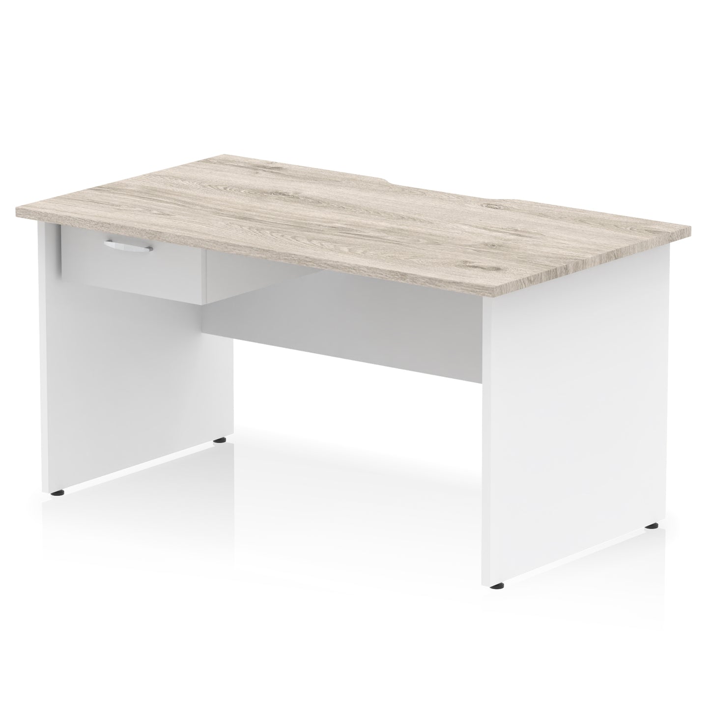 Impulse Scalloped Edge Panel End Straight Desk Frame With Single One Drawer Fixed Pedestal - 1200mm, 1400mm, 1600mm