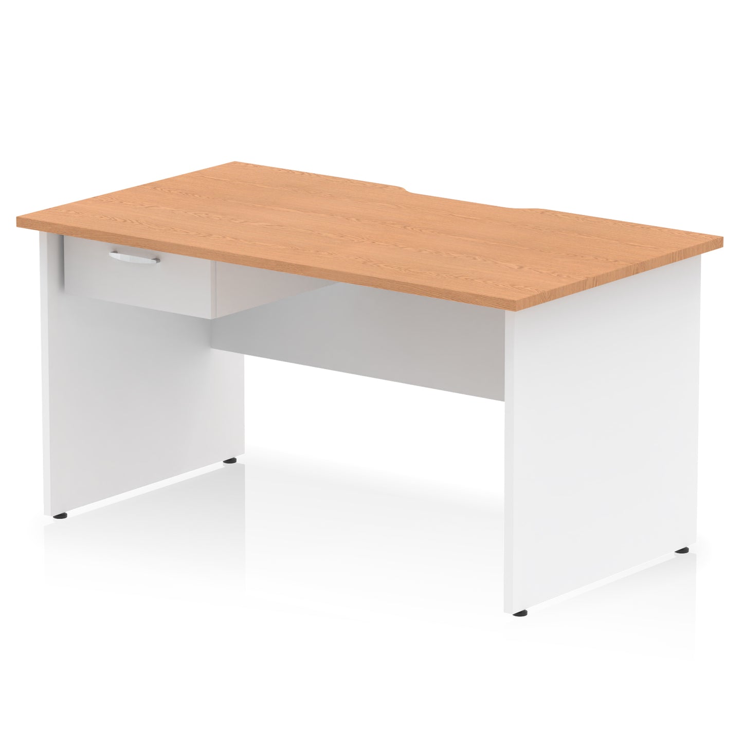 Impulse Scalloped Edge Panel End Straight Desk Frame With Single One Drawer Fixed Pedestal - 1200mm, 1400mm, 1600mm