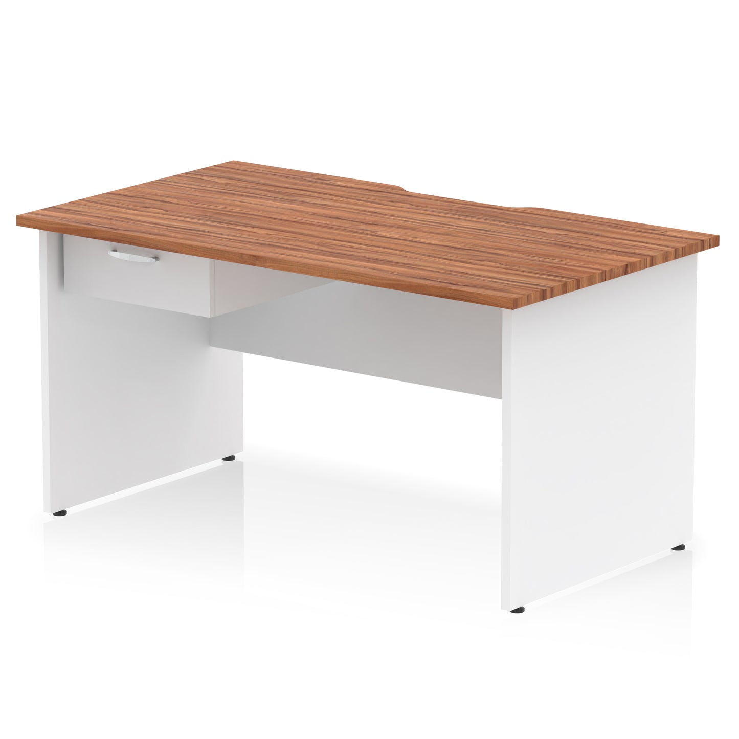 Impulse Scalloped Edge Panel End Straight Desk Frame With Single One Drawer Fixed Pedestal - 1200mm, 1400mm, 1600mm