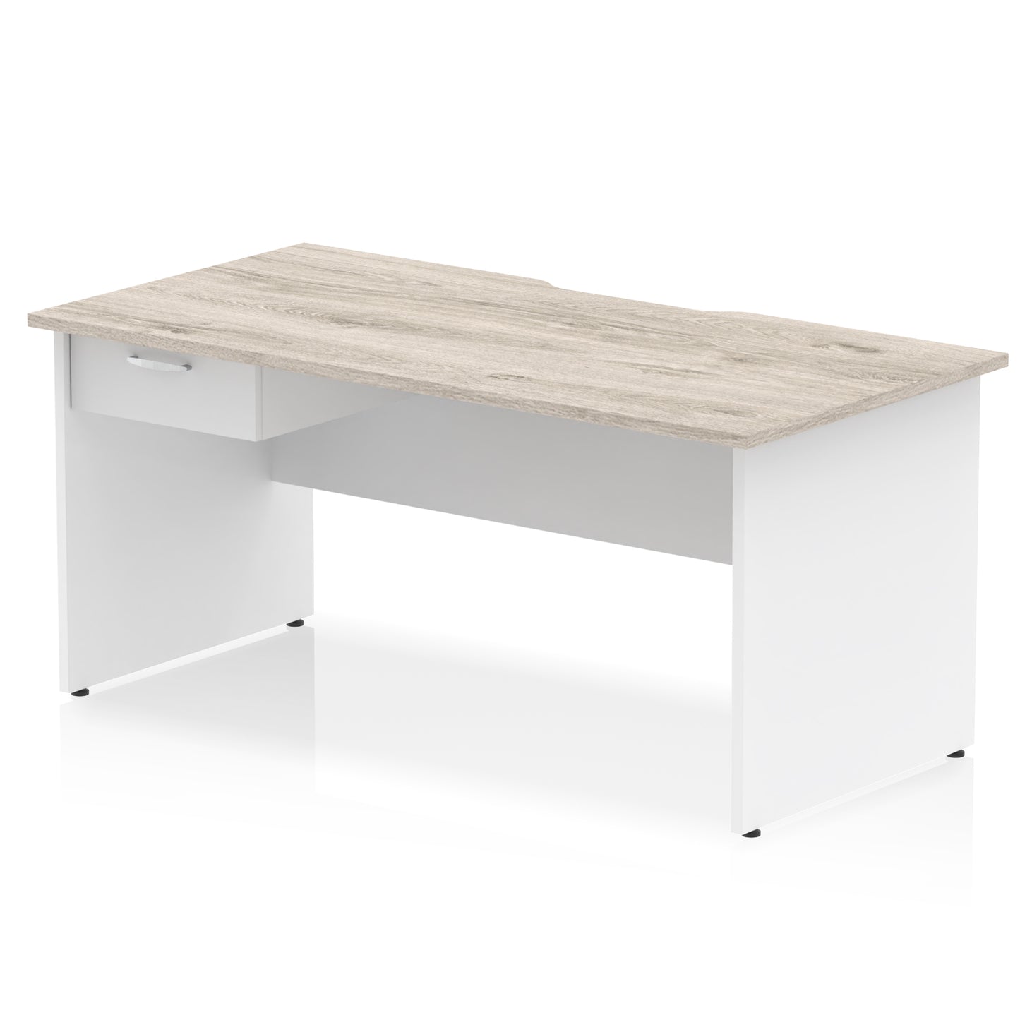 Impulse Scalloped Edge Panel End Straight Desk Frame With Single One Drawer Fixed Pedestal - 1200mm, 1400mm, 1600mm