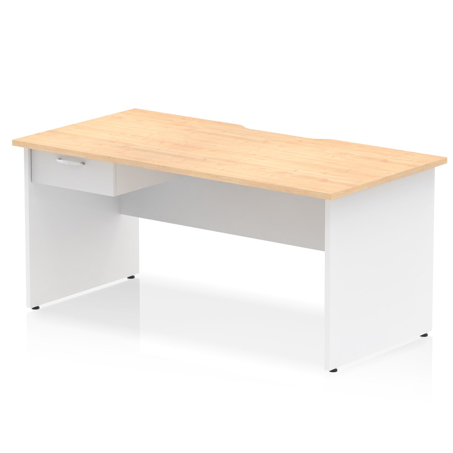 Impulse Scalloped Edge Panel End Straight Desk Frame With Single One Drawer Fixed Pedestal - 1200mm, 1400mm, 1600mm