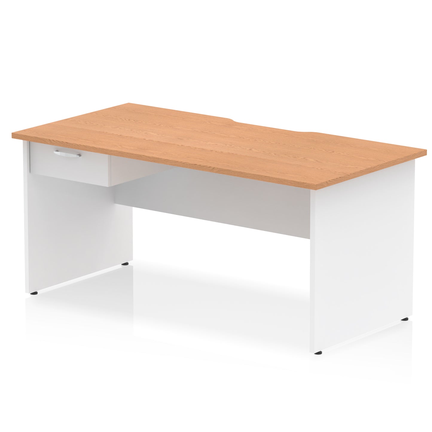 Impulse Scalloped Edge Panel End Straight Desk Frame With Single One Drawer Fixed Pedestal - 1200mm, 1400mm, 1600mm