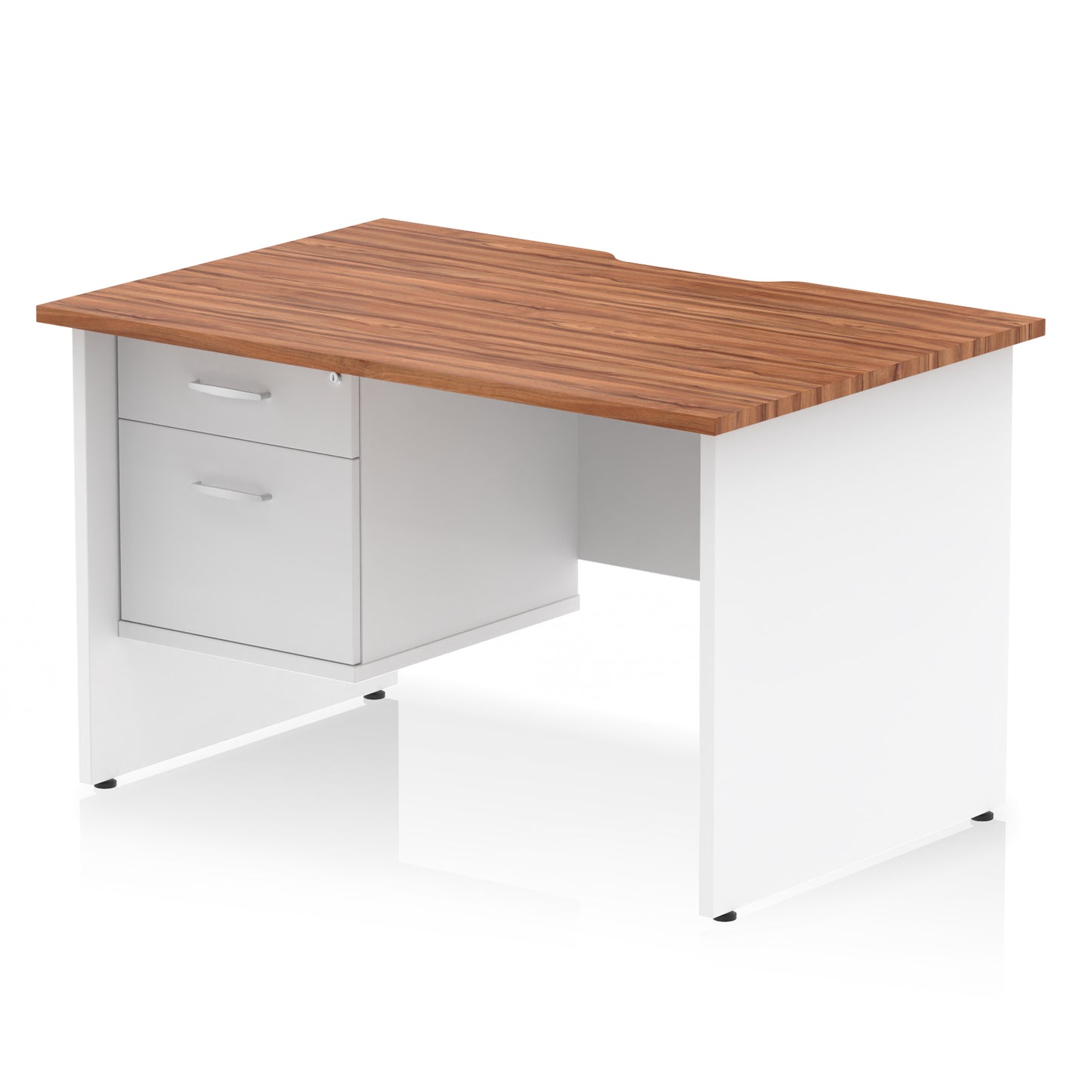 Impulse Scalloped Edge Panel End Straight Desk With Single Fixed Pedestal - 1200mm - Multiple Colour Options