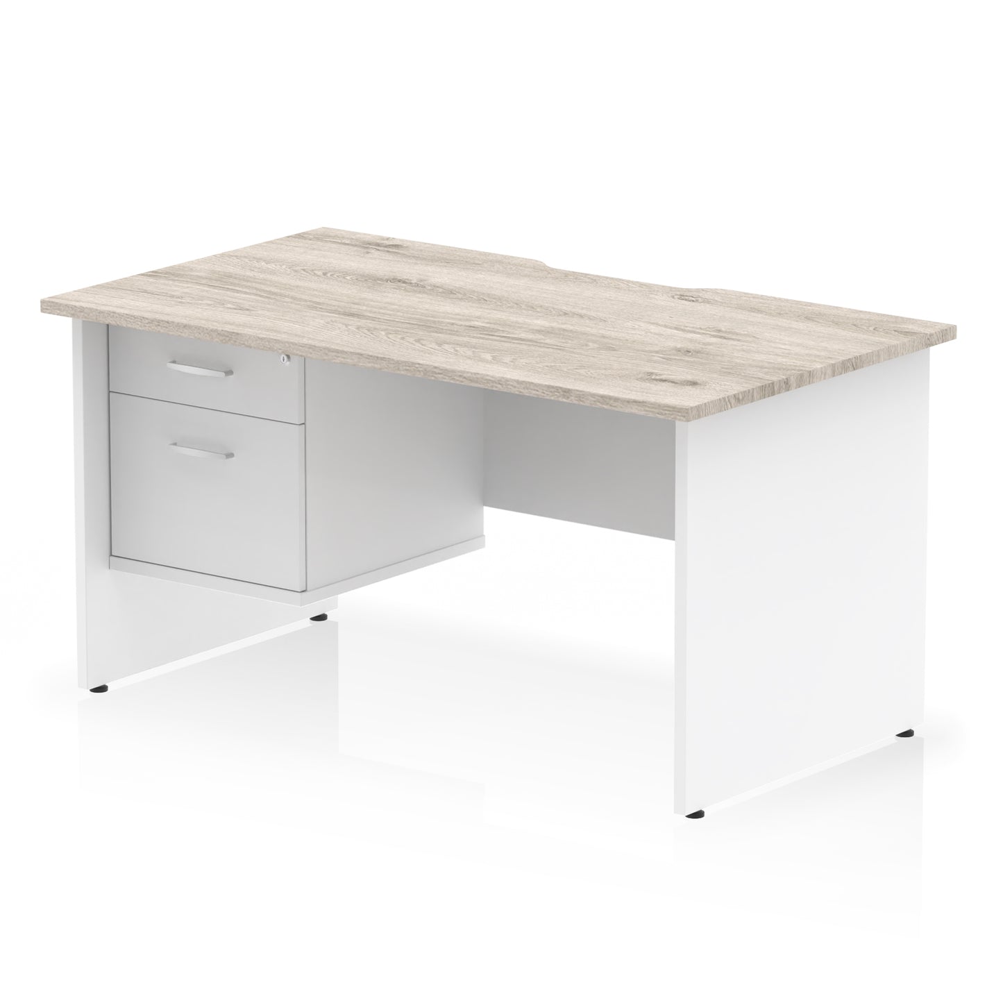 Impulse Scalloped Edge Panel End Straight Desk With Single Fixed Pedestal - 1400mm - Multiple Colour Options