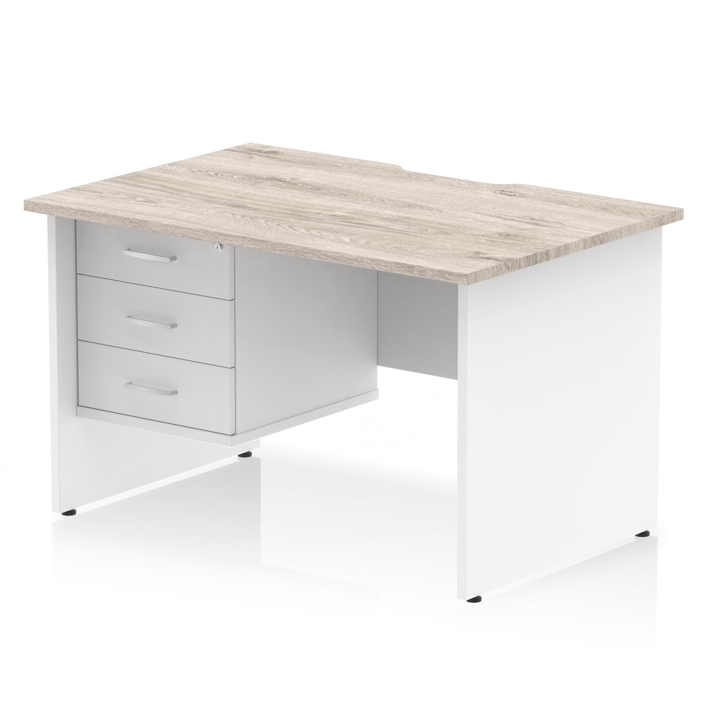 Impulse Scalloped Edge Panel End Straight Desk With Single Fixed Pedestal - 1200mm - Multiple Colour Options