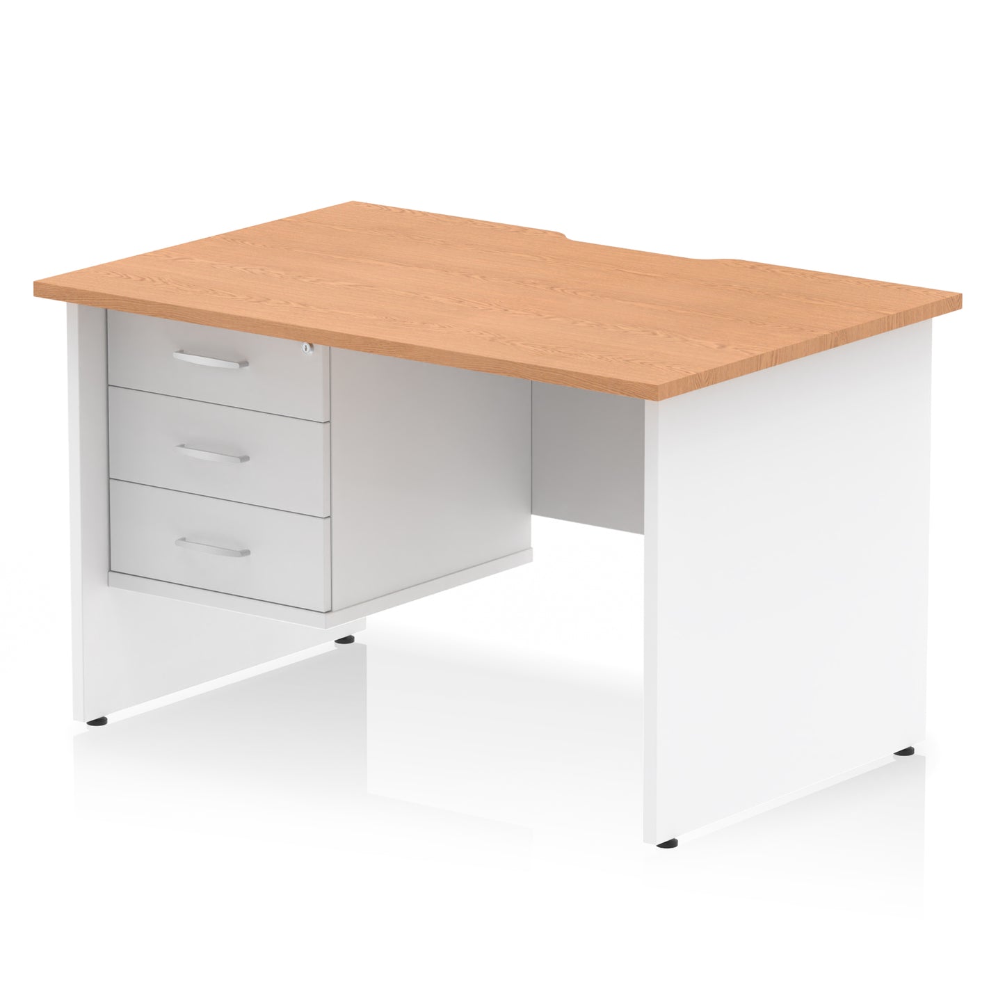 Impulse Scalloped Edge Panel End Straight Desk With Single Fixed Pedestal - 1200mm - Multiple Colour Options