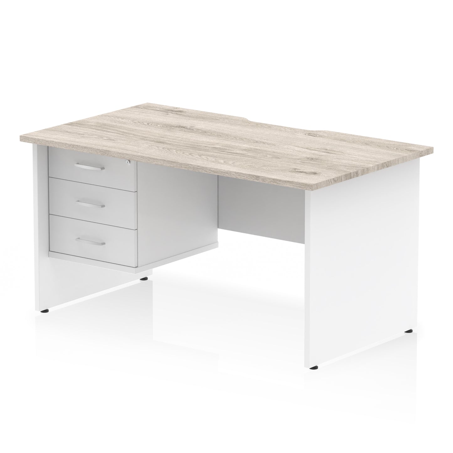 Impulse Scalloped Edge Panel End Straight Desk With Single Fixed Pedestal - 1400mm - Multiple Colour Options