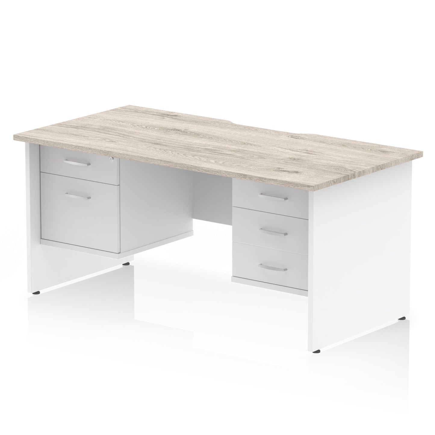 Impulse Scalloped Edge Panel End Straight Desk With Two Fixed Pedestal - 1600mm - Multiple Colour Options