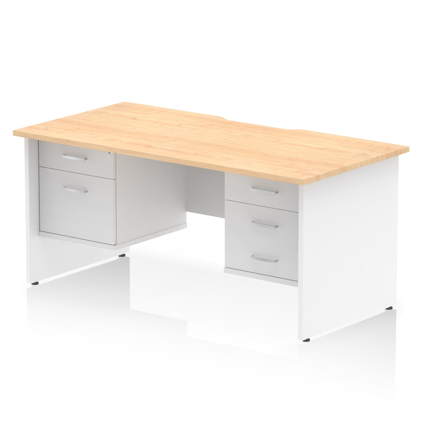 Impulse Scalloped Edge Panel End Straight Desk With Two Fixed Pedestal - 1600mm - Multiple Colour Options