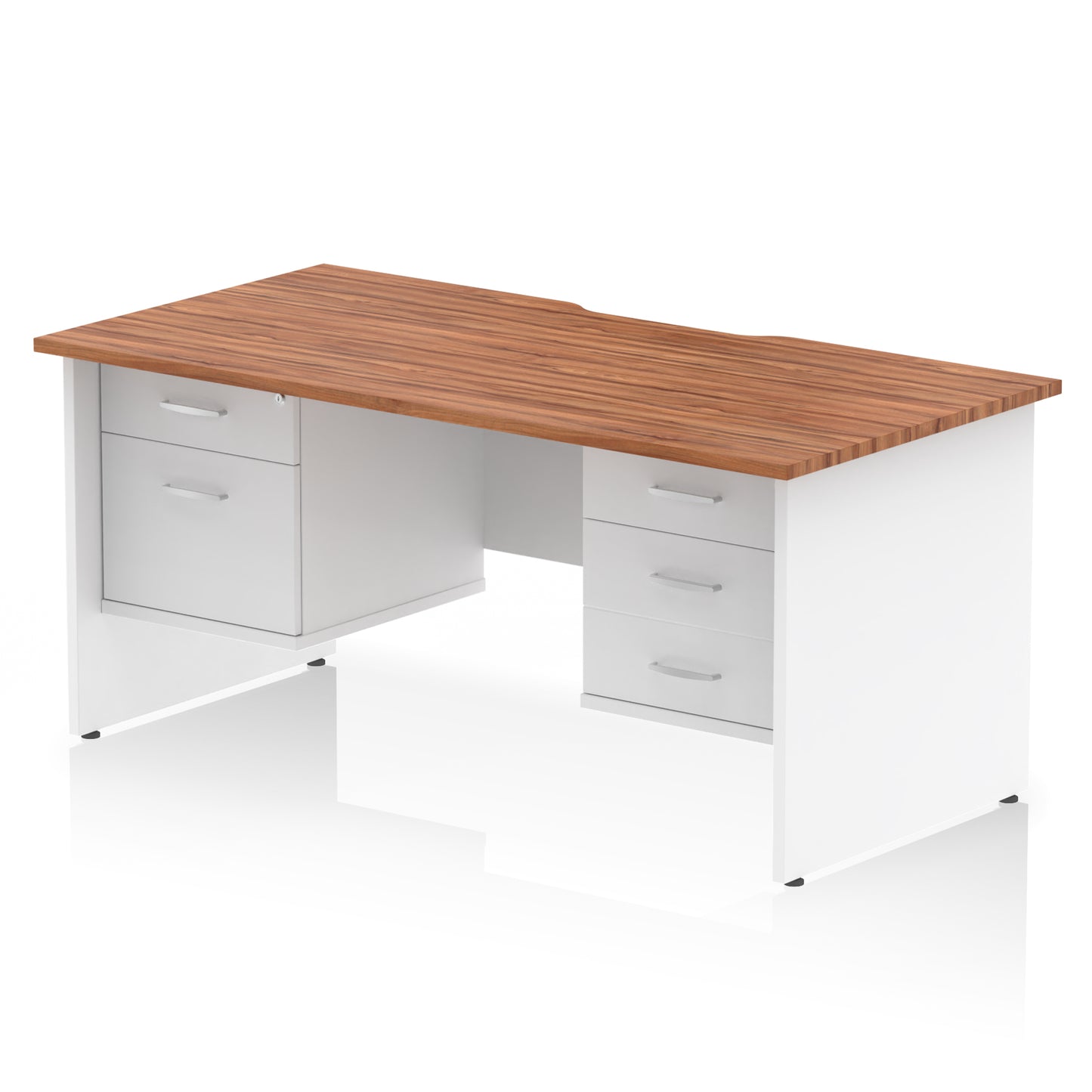 Impulse Scalloped Edge Panel End Straight Desk With Two Fixed Pedestal - 1600mm - Multiple Colour Options