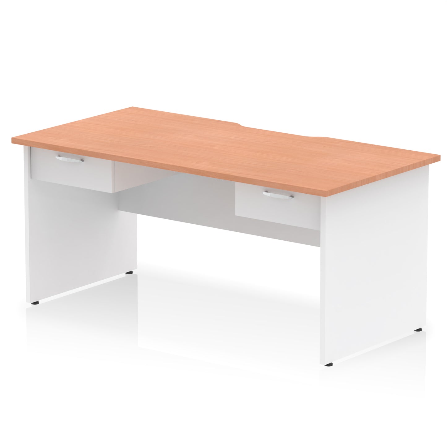 Impulse Scalloped Edge Panel End Straight Desk Frame With x2 One Drawer Fixed Pedestals - 1600mm