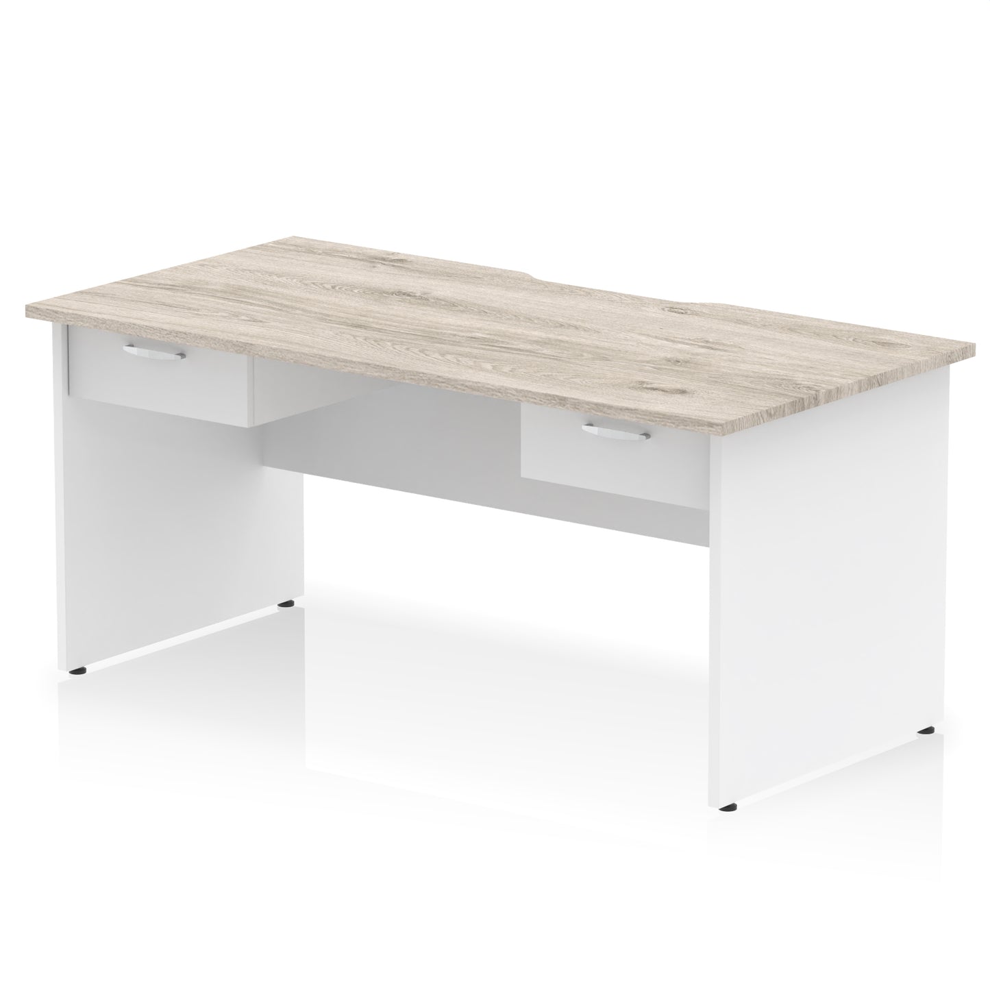 Impulse Scalloped Edge Panel End Straight Desk Frame With x2 One Drawer Fixed Pedestals - 1600mm