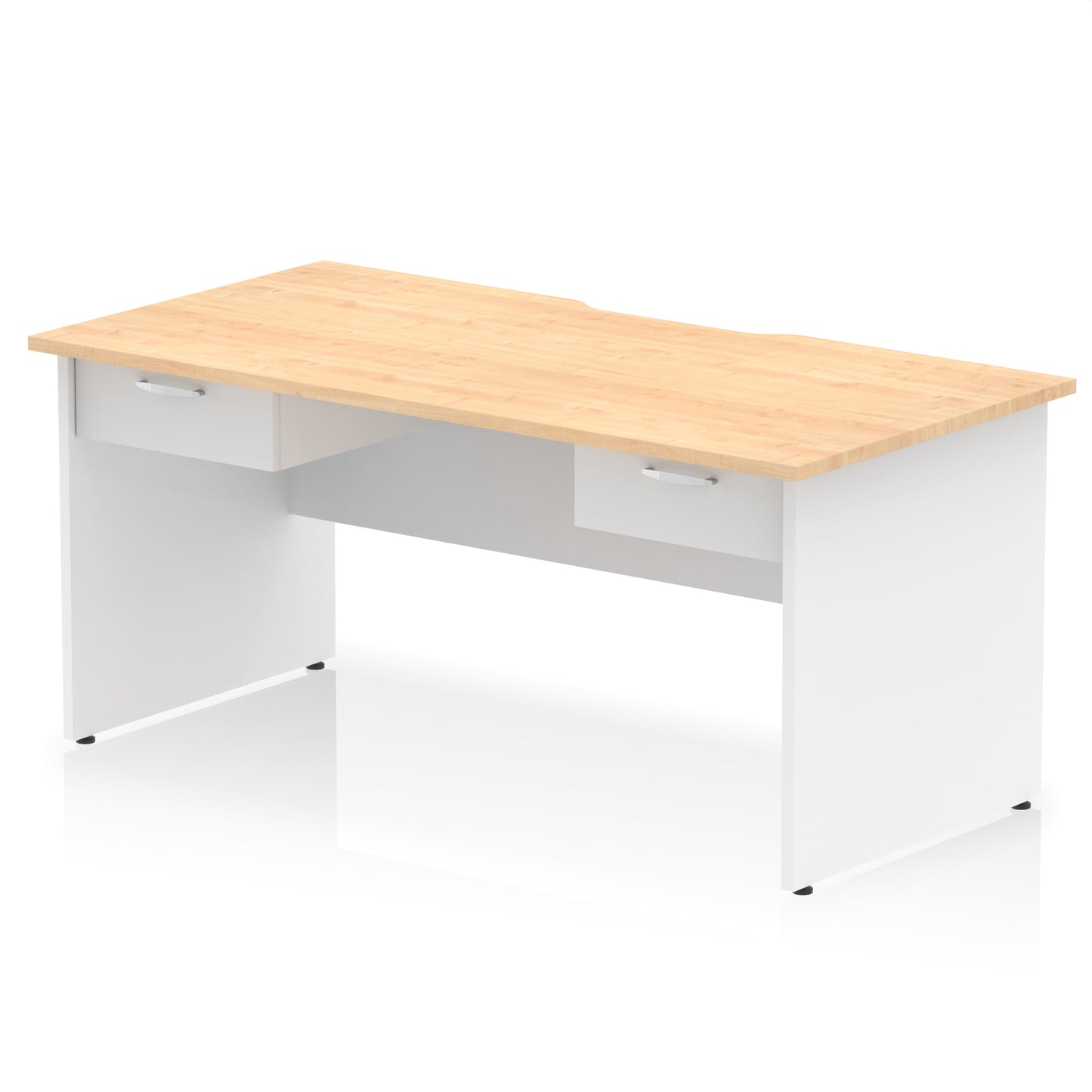 Impulse Scalloped Edge Panel End Straight Desk Frame With x2 One Drawer Fixed Pedestals - 1600mm