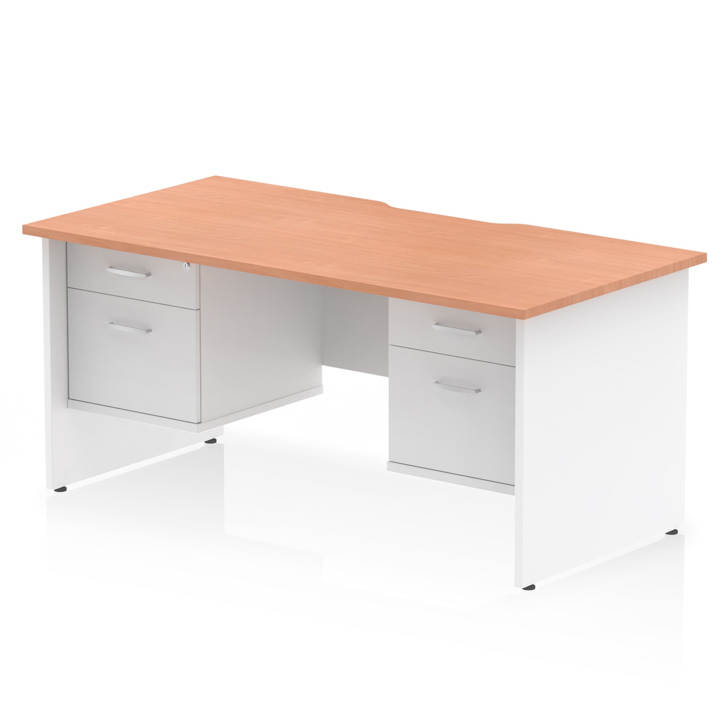 Impulse Scalloped Edge Panel End Straight Desk With Two Fixed Pedestal - 1600mm - Multiple Colour Options