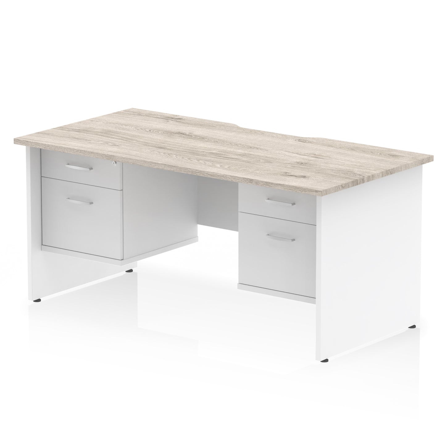 Impulse Scalloped Edge Panel End Straight Desk With Two Fixed Pedestal - 1600mm - Multiple Colour Options