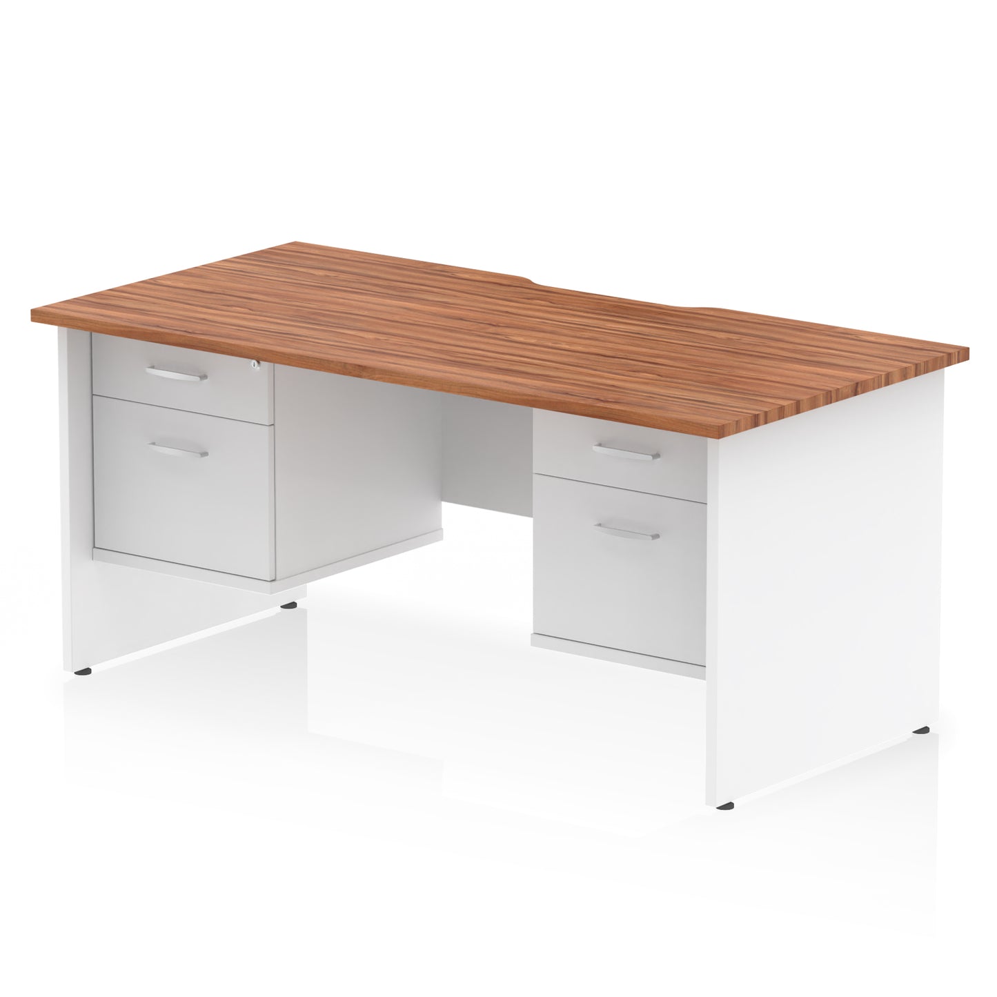 Impulse Scalloped Edge Panel End Straight Desk With Two Fixed Pedestal - 1600mm - Multiple Colour Options