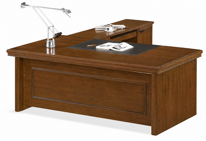 Light Walnut Real Wood Veneer Executive Office Desk with Pedestal and Return - 1800mm - U37181