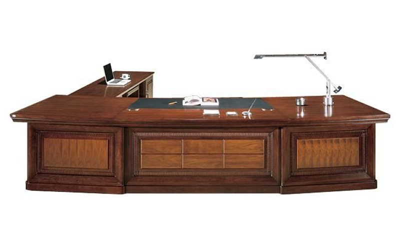 Premium Traditional Large Curved Executive Office Desk - With Pedestal and Side Return - 2800mm to 3800mm - U66283