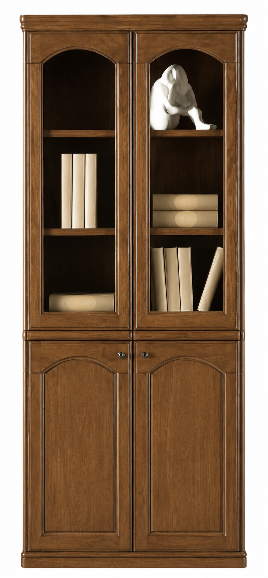 Real Light Walnut Wood Veneer Executive Two Door Office Storage Bookcase - 900mm - UM162-2DR