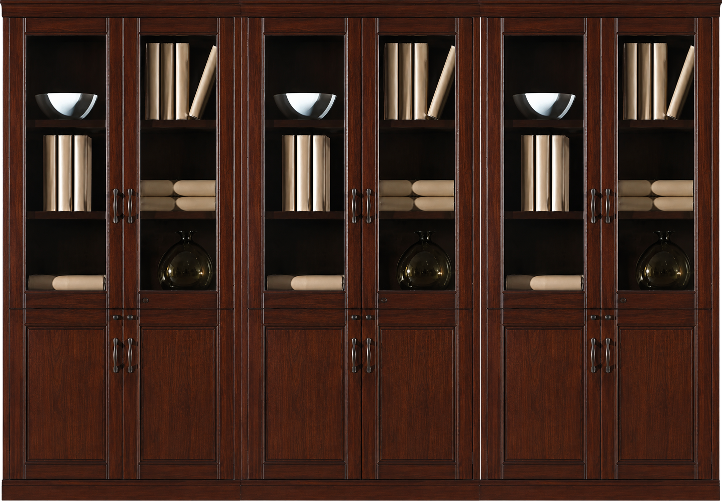 Real Wood Veneer Executive Six Door Office Storage Bookcase - 2700mm - UM182-6DR