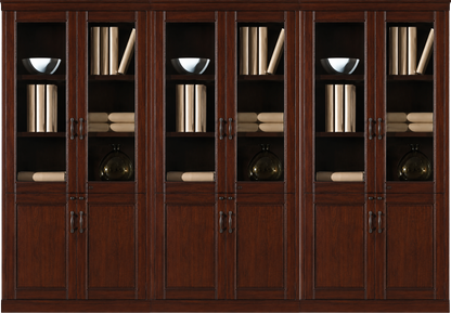 Real Wood Veneer Executive Six Door Office Storage Bookcase - 2700mm - UM182-6DR