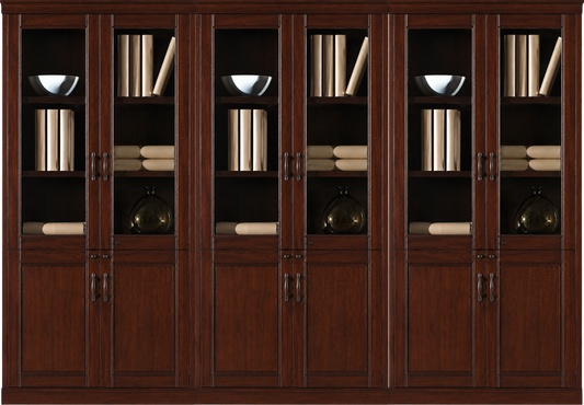 Real Wood Veneer Executive Six Door Office Storage Bookcase - 2700mm - UM182-6DR