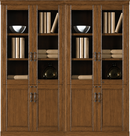 Real Light Walnut Wood Veneer Executive Four Door Office Storage Bookcase - 1800mm - UM182-4DR